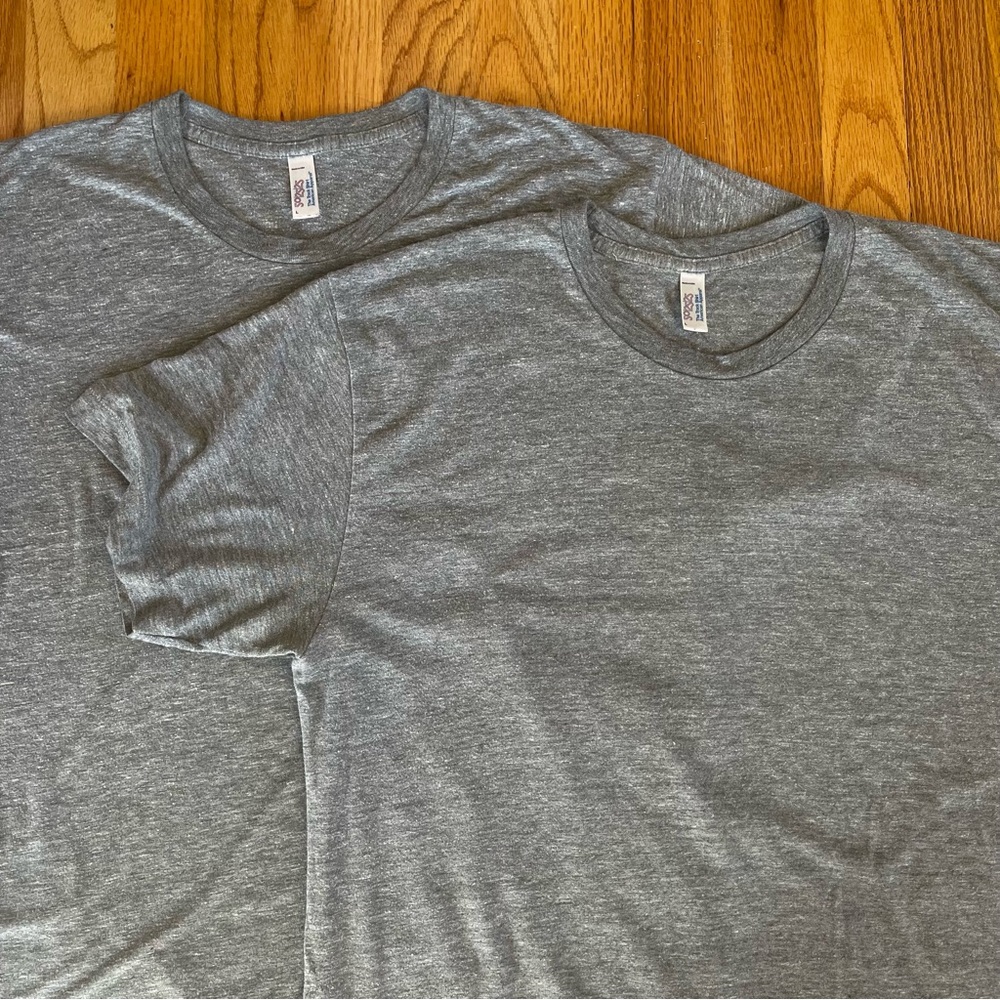 Two Vintage American Apparel Gray Short Sleeve Tees